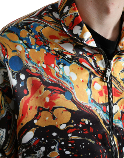 Chaqueta Bomber de Poliéster Abstracta Multicolor Dolce & Gabbana