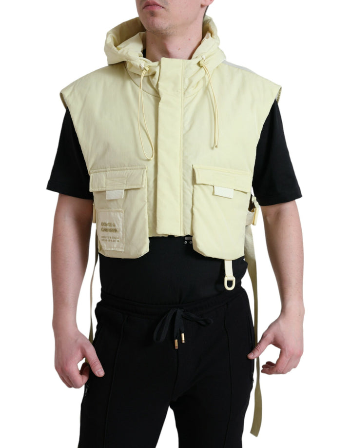 Veste sans manches de sport à capuche en nylon jaune Dolce & Gabbana