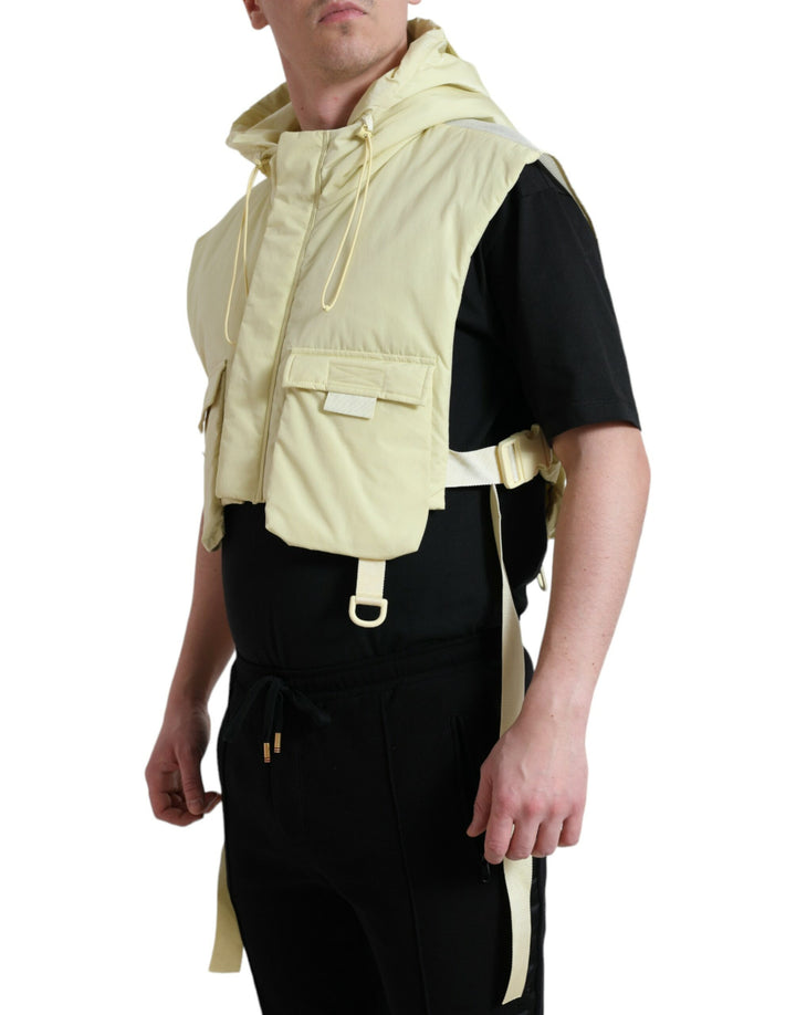 Veste sans manches de sport à capuche en nylon jaune Dolce & Gabbana