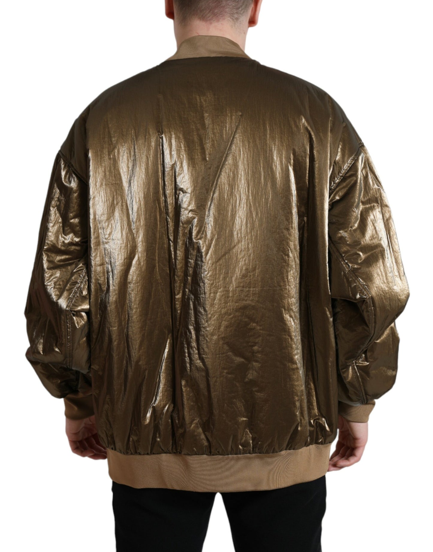 Chaqueta Bomber de Hombre Dolce & Gabbana de Nailon Bronce con Cremallera Completa