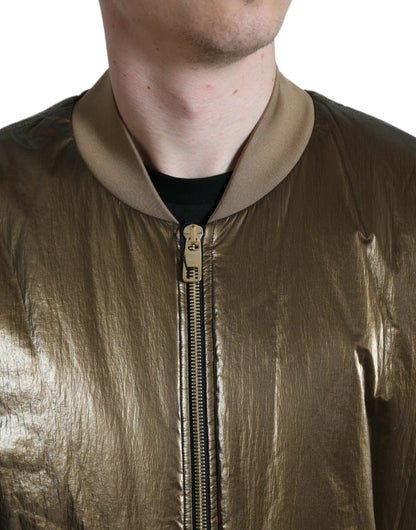 Chaqueta Bomber de Hombre Dolce & Gabbana de Nailon Bronce con Cremallera Completa