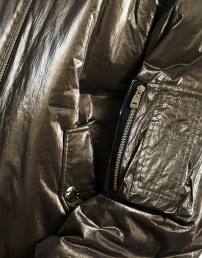 Chaqueta Bomber de Hombre Dolce & Gabbana de Nailon Bronce con Cremallera Completa