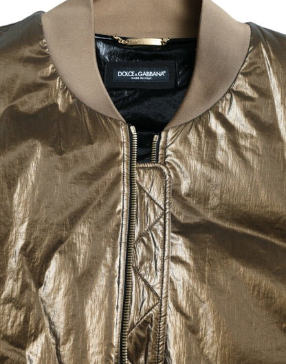 Chaqueta Bomber de Hombre Dolce & Gabbana de Nailon Bronce con Cremallera Completa