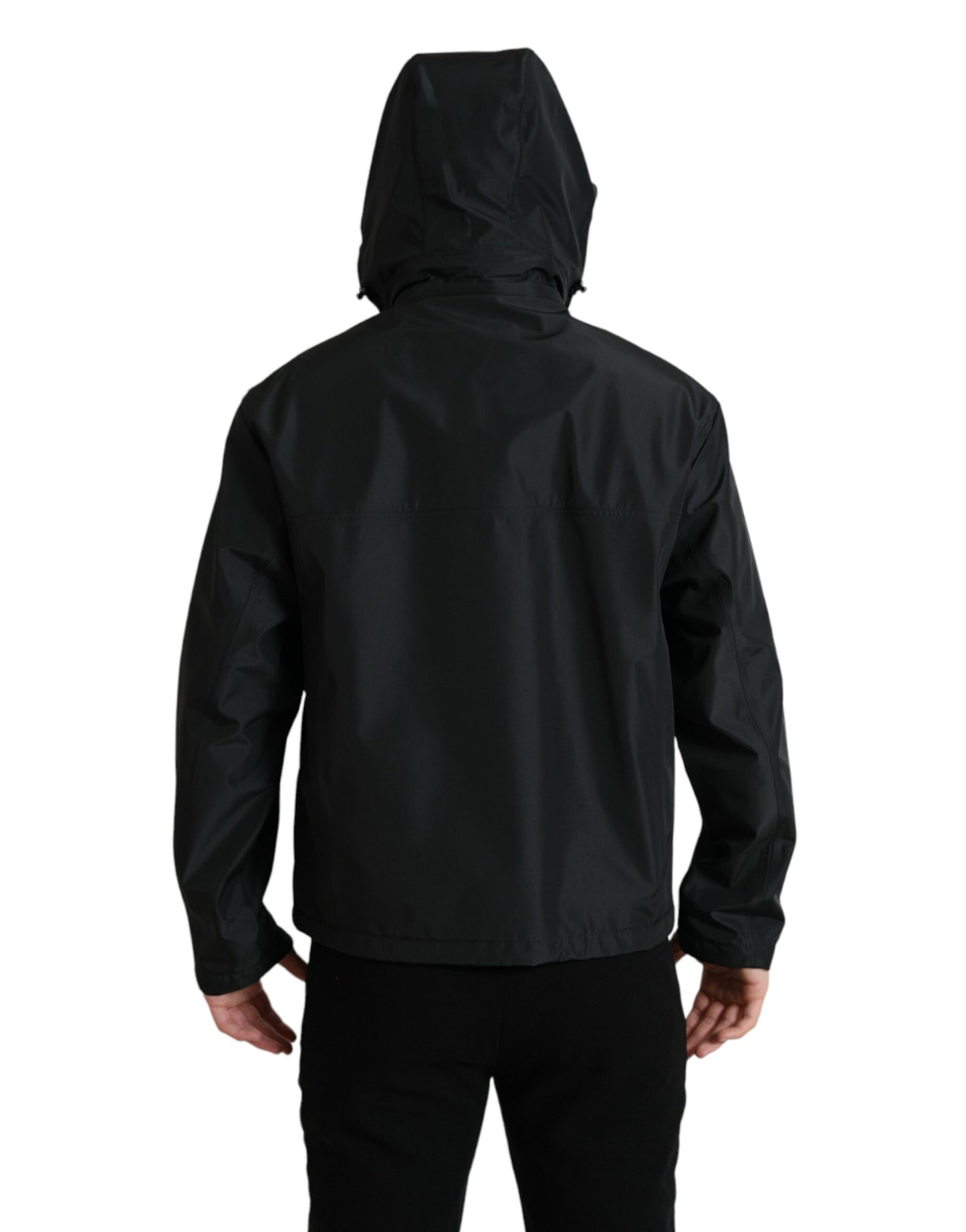 Veste à Capuche Dolce & Gabbana Noire en Polyester avec Plaque Logo