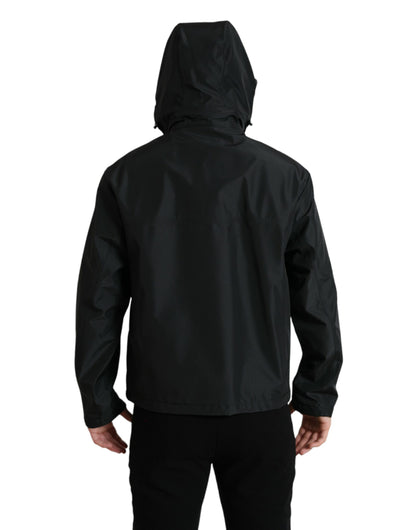 Veste à Capuche Dolce & Gabbana Noire en Polyester avec Plaque Logo