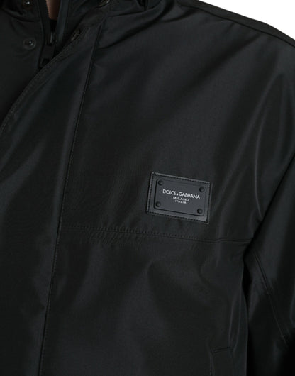 Veste à Capuche Dolce & Gabbana Noire en Polyester avec Plaque Logo