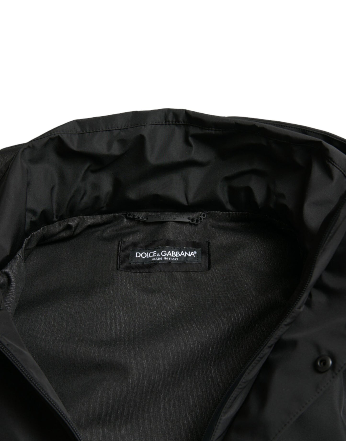 Veste à Capuche Dolce & Gabbana Noire en Polyester avec Plaque Logo