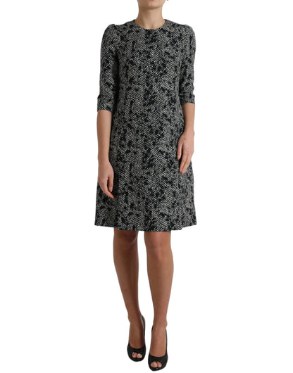 Robe trapèze courte Dolce & Gabbana noire en polyester à chevrons
