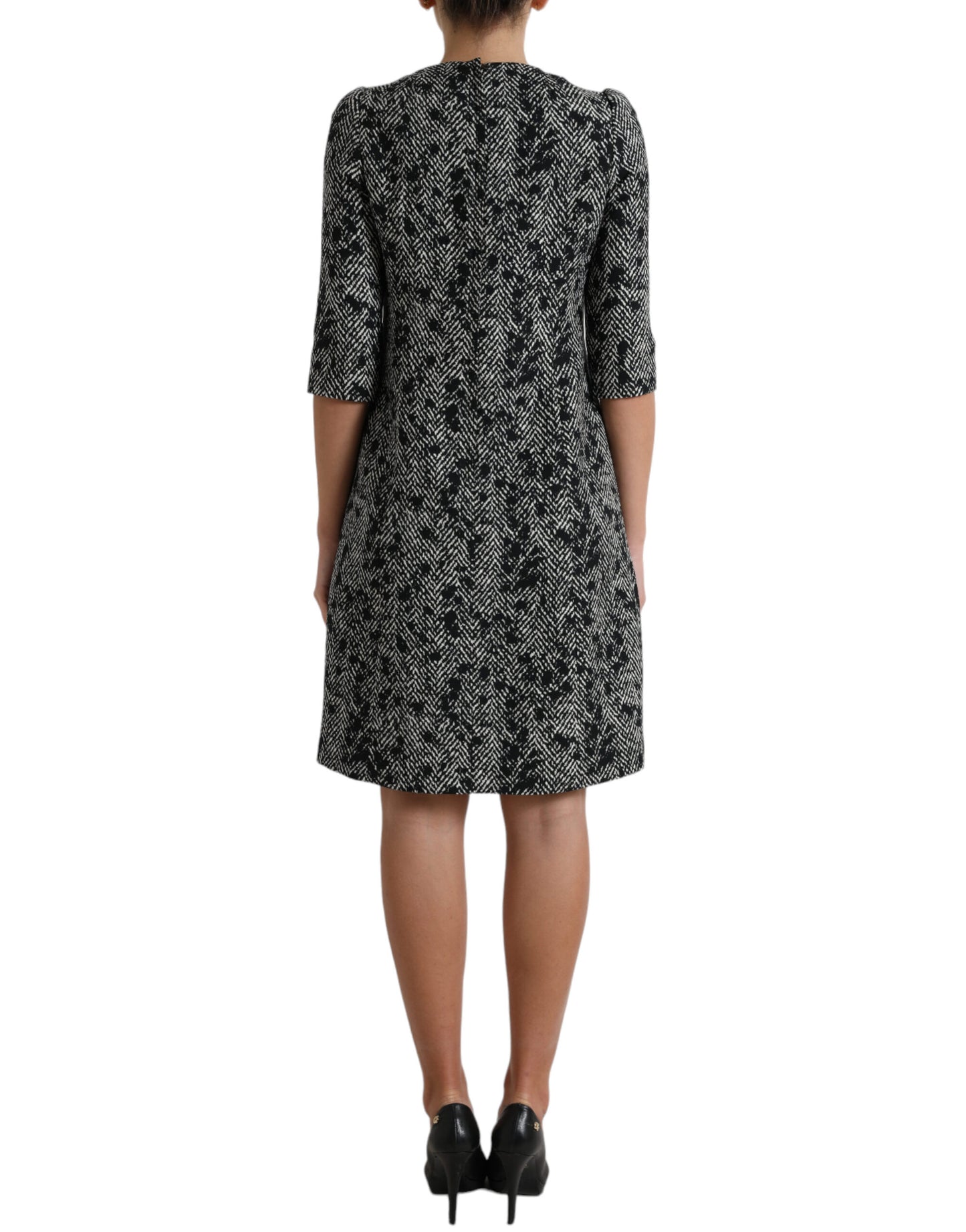 Robe trapèze courte Dolce & Gabbana noire en polyester à chevrons