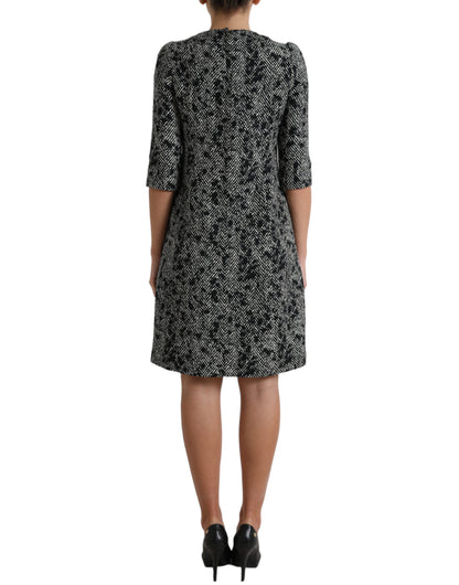 Robe trapèze courte Dolce & Gabbana noire en polyester à chevrons