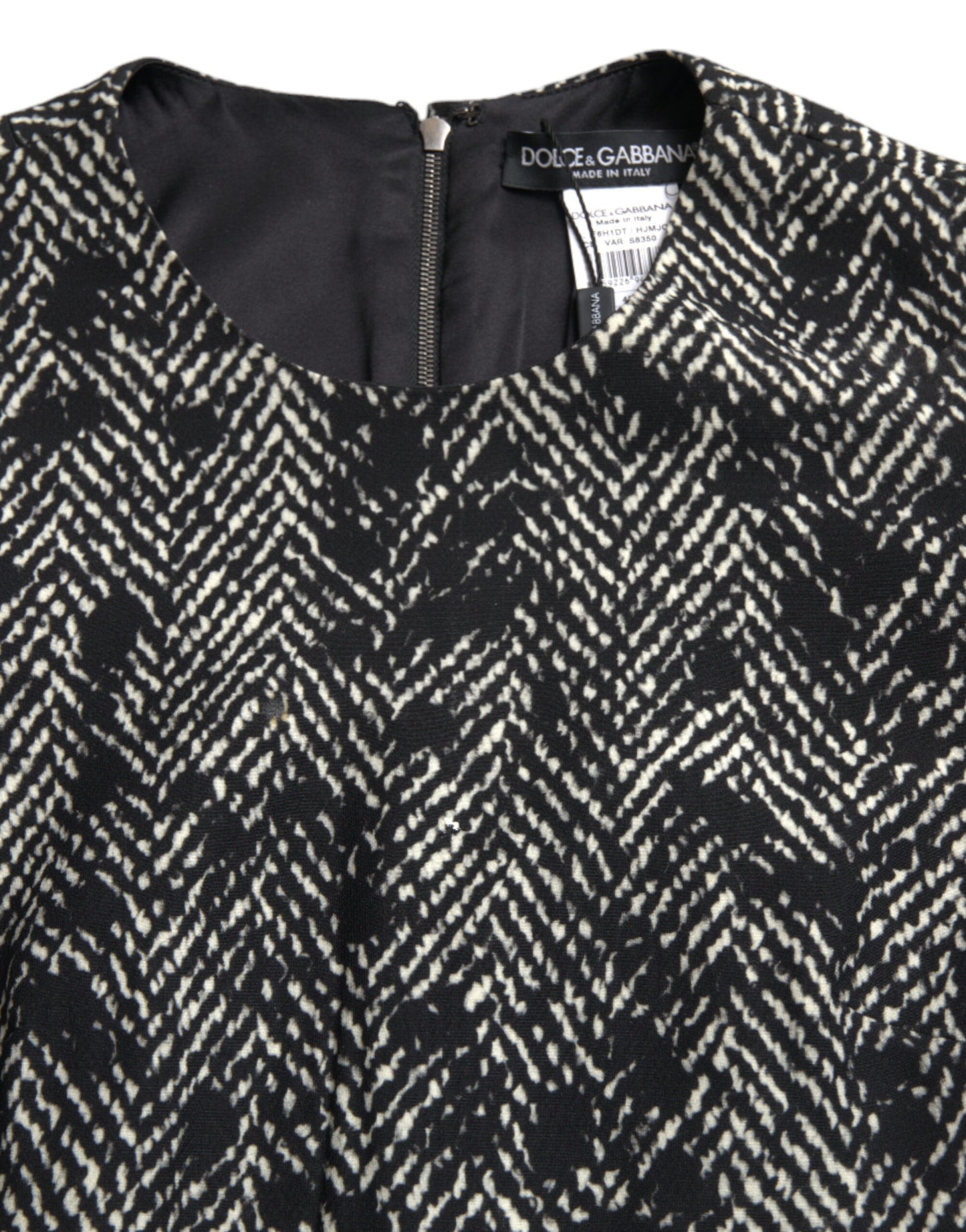 Robe trapèze courte Dolce & Gabbana noire en polyester à chevrons