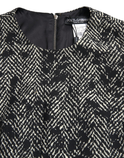 Robe trapèze courte Dolce & Gabbana noire en polyester à chevrons