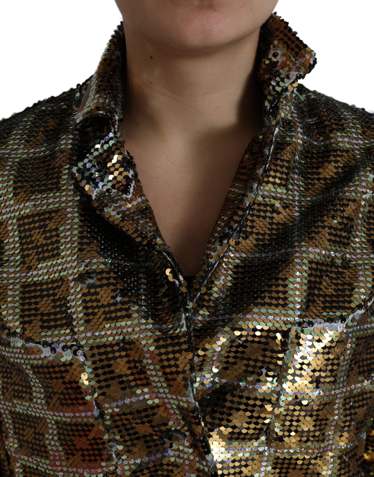 Blouson court Dolce & Gabbana en polyester multicolore à sequins