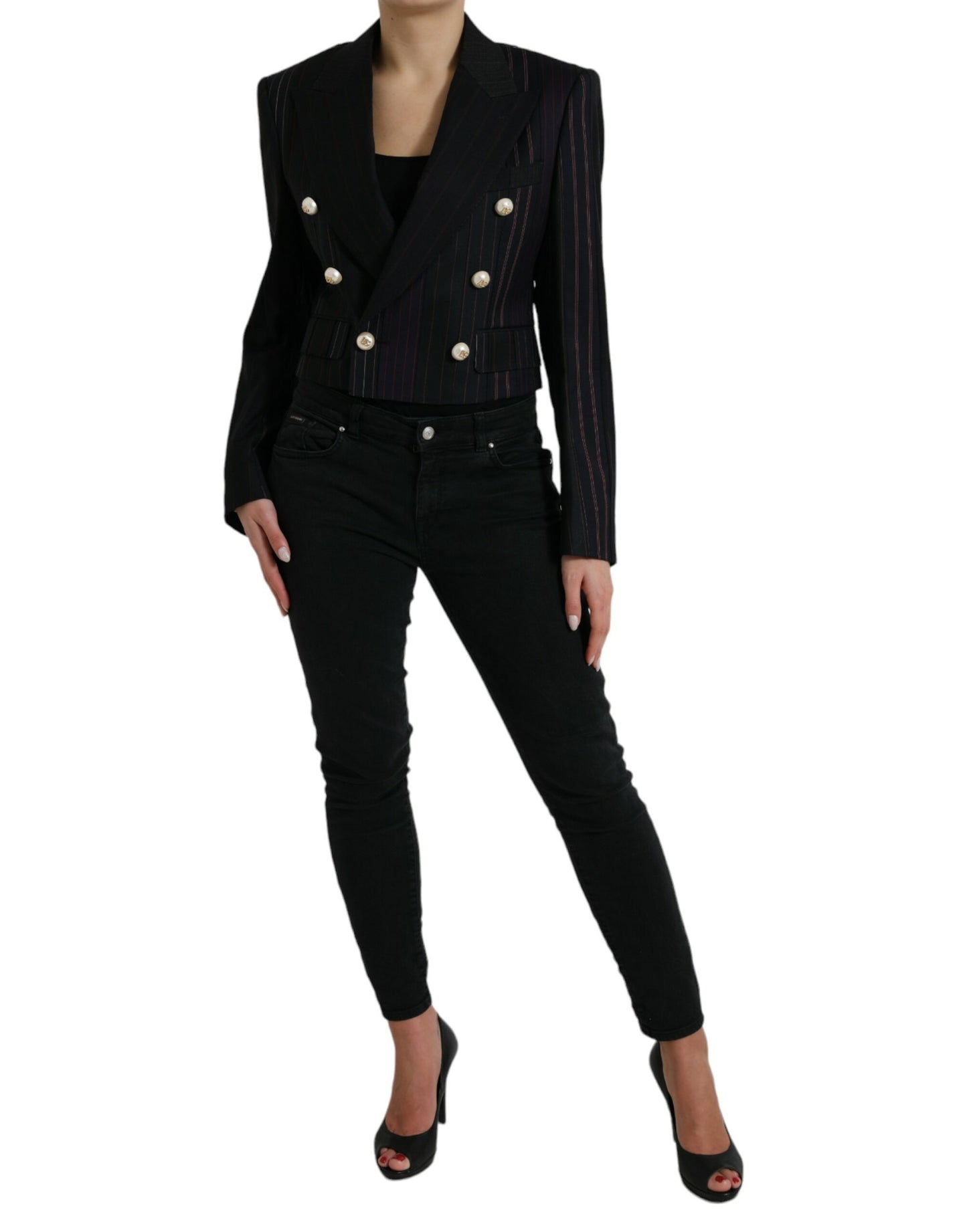 Chaqueta cruzada a rayas negras SICILIA de Dolce & Gabbana