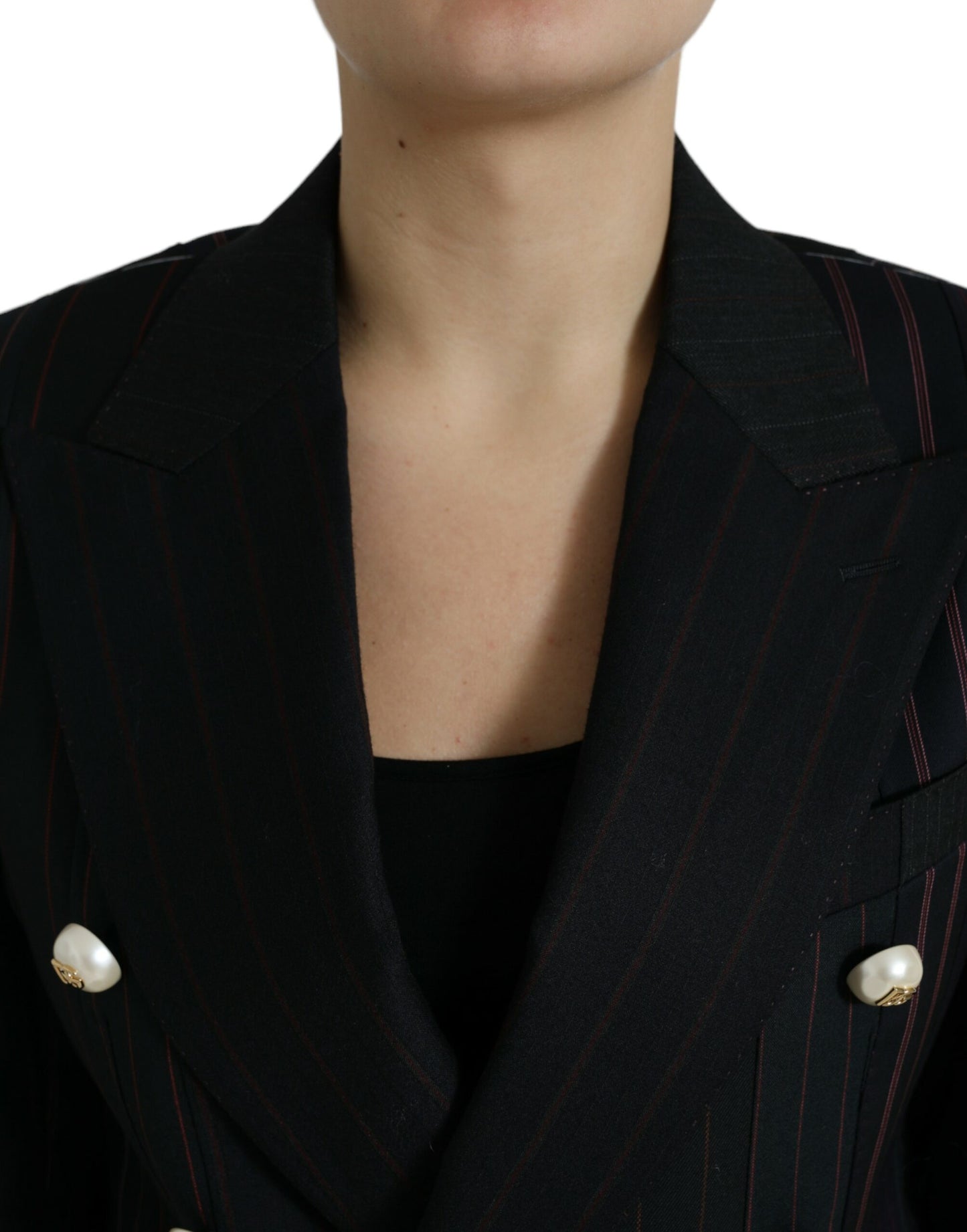 Chaqueta cruzada a rayas negras SICILIA de Dolce & Gabbana