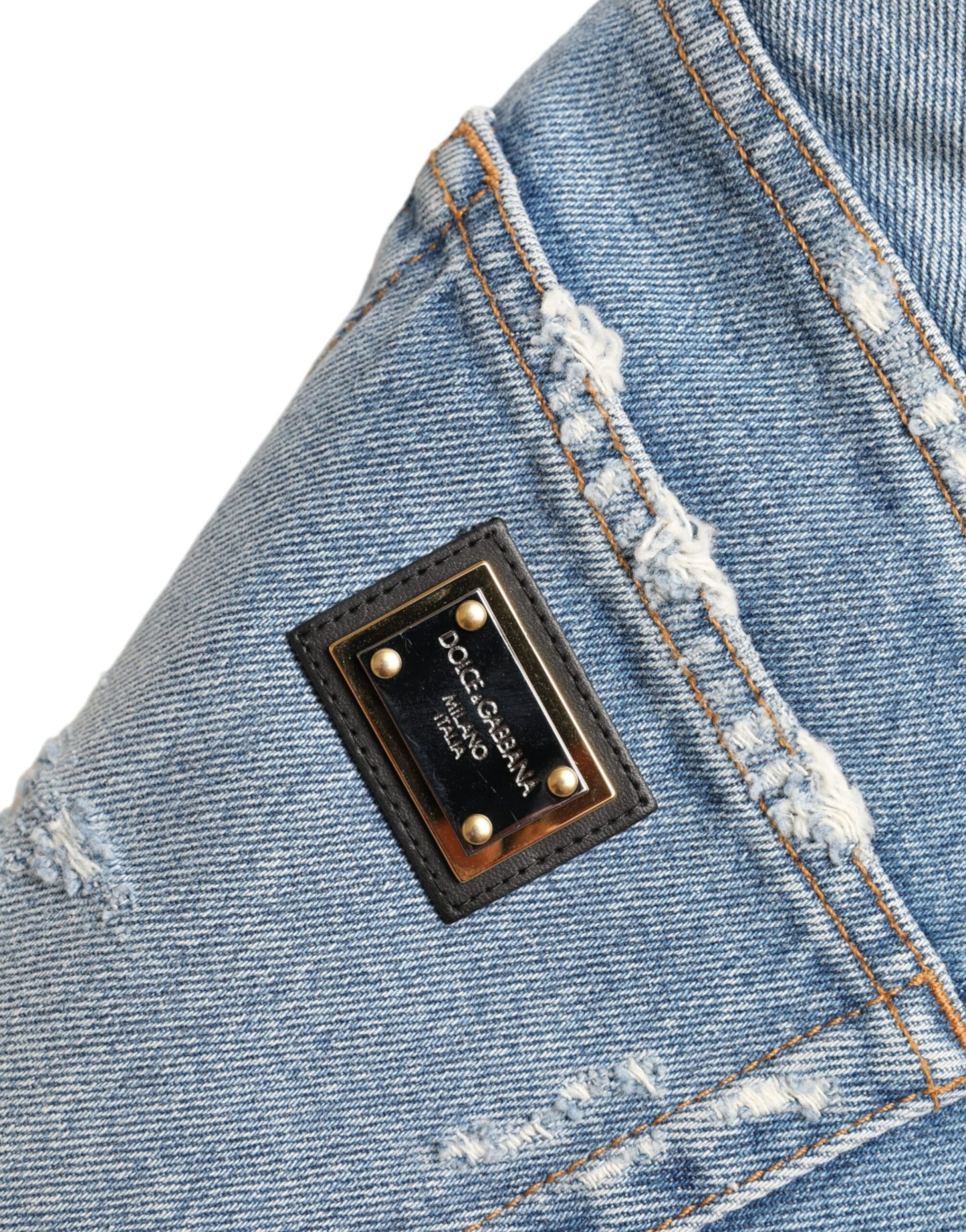 Shorts Bermudas Dolce & Gabbana Bleus Détruits Ornés
