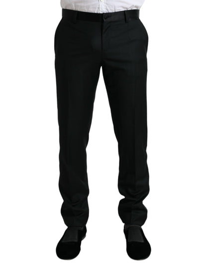 Pantalon de costume Dolce & Gabbana noir en laine coupe slim