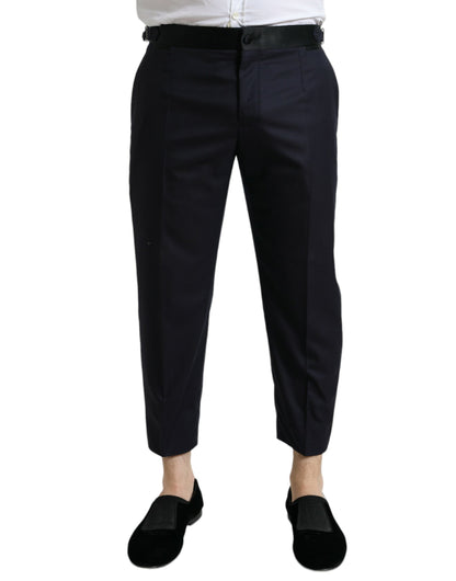 Pantalon fuselé court en laine bleue Dolce & Gabbana