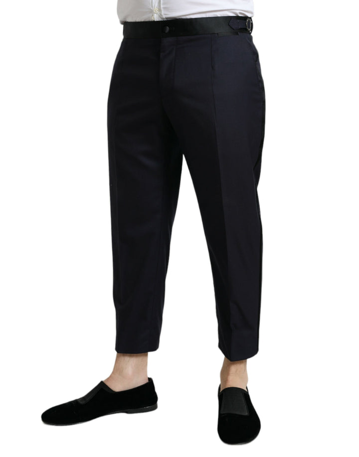 Pantalon fuselé court en laine bleue Dolce & Gabbana