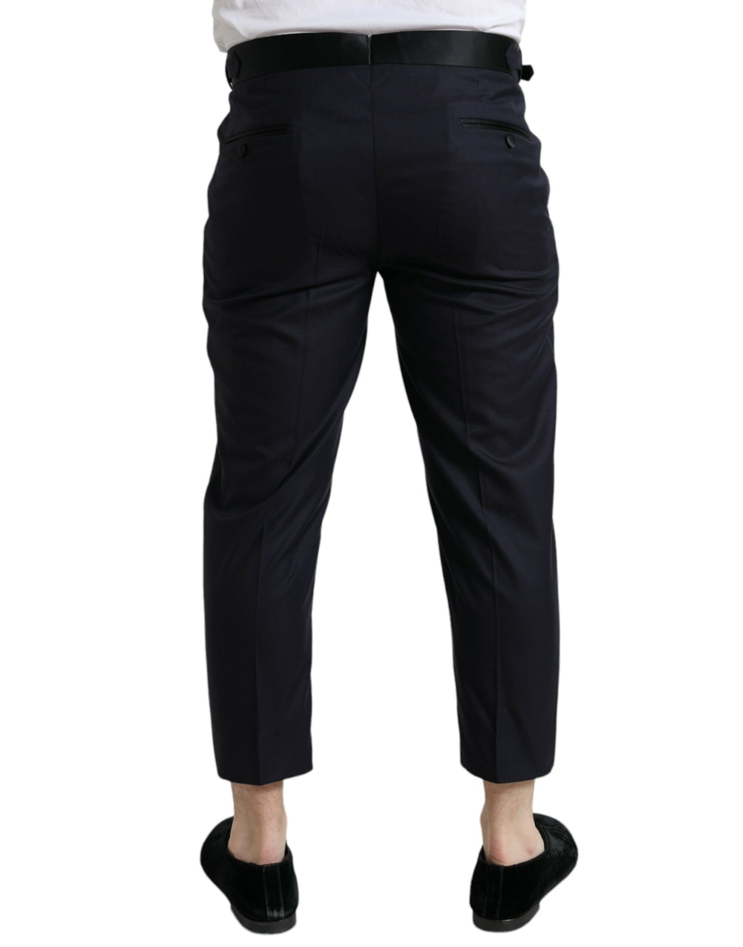 Pantalon fuselé court en laine bleue Dolce & Gabbana