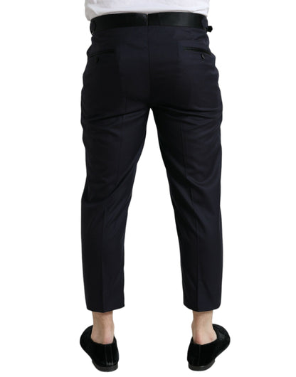 Pantalon fuselé court en laine bleue Dolce & Gabbana