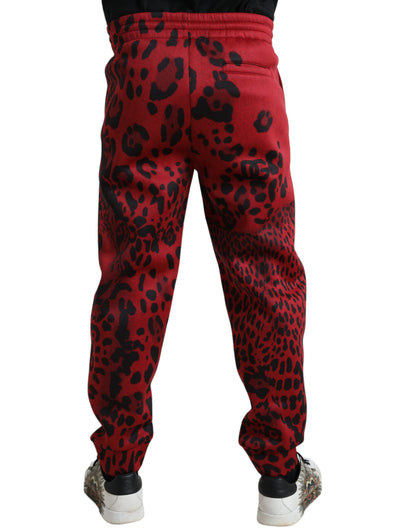 Pantalon de jogging Dolce & Gabbana léopard noir et rouge extensible