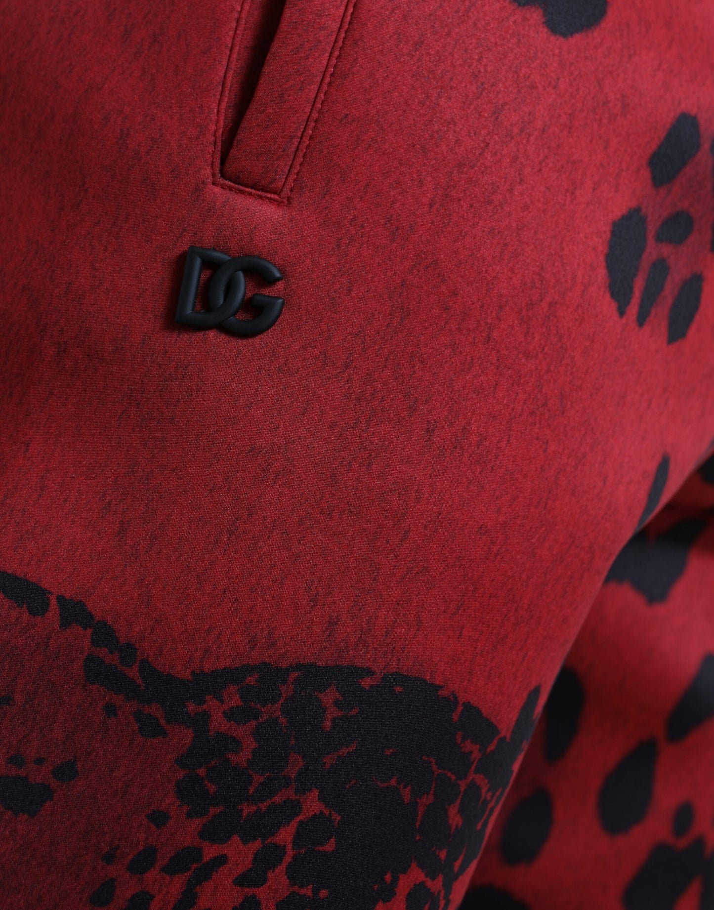 Pantalon de jogging Dolce & Gabbana léopard noir et rouge extensible