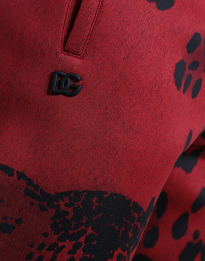 Pantalon de jogging Dolce & Gabbana léopard noir et rouge extensible