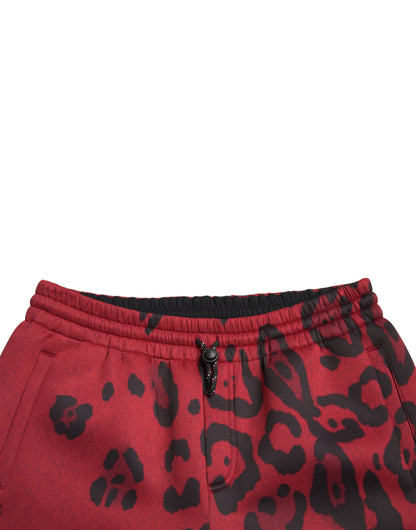 Pantalon de jogging Dolce & Gabbana léopard noir et rouge extensible