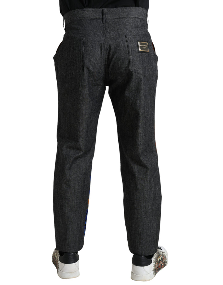 Jeans en denim amples en coton multicolore à imprimé tigre Dolce & Gabbana