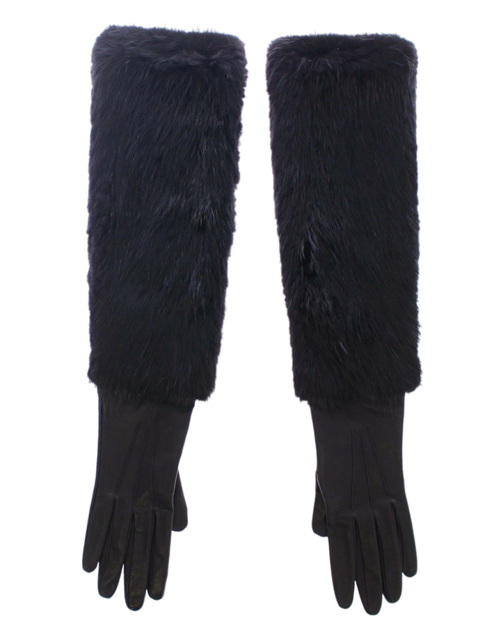 Guantes de codo Dolce & Gabbana de piel de cordero y piel de castor negros