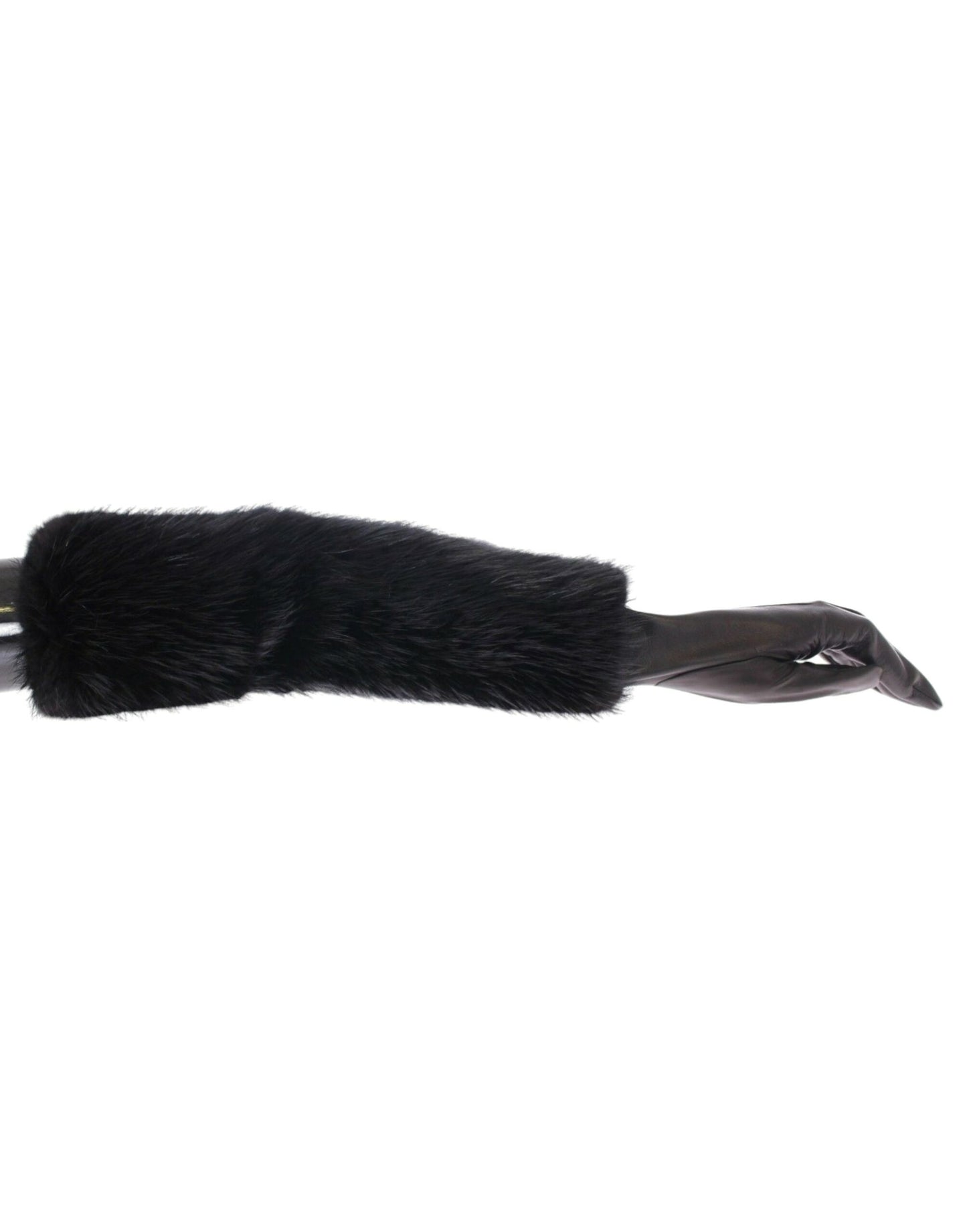 Mitaines longues Dolce & Gabbana en fourrure de castor noire et cuir d'agneau