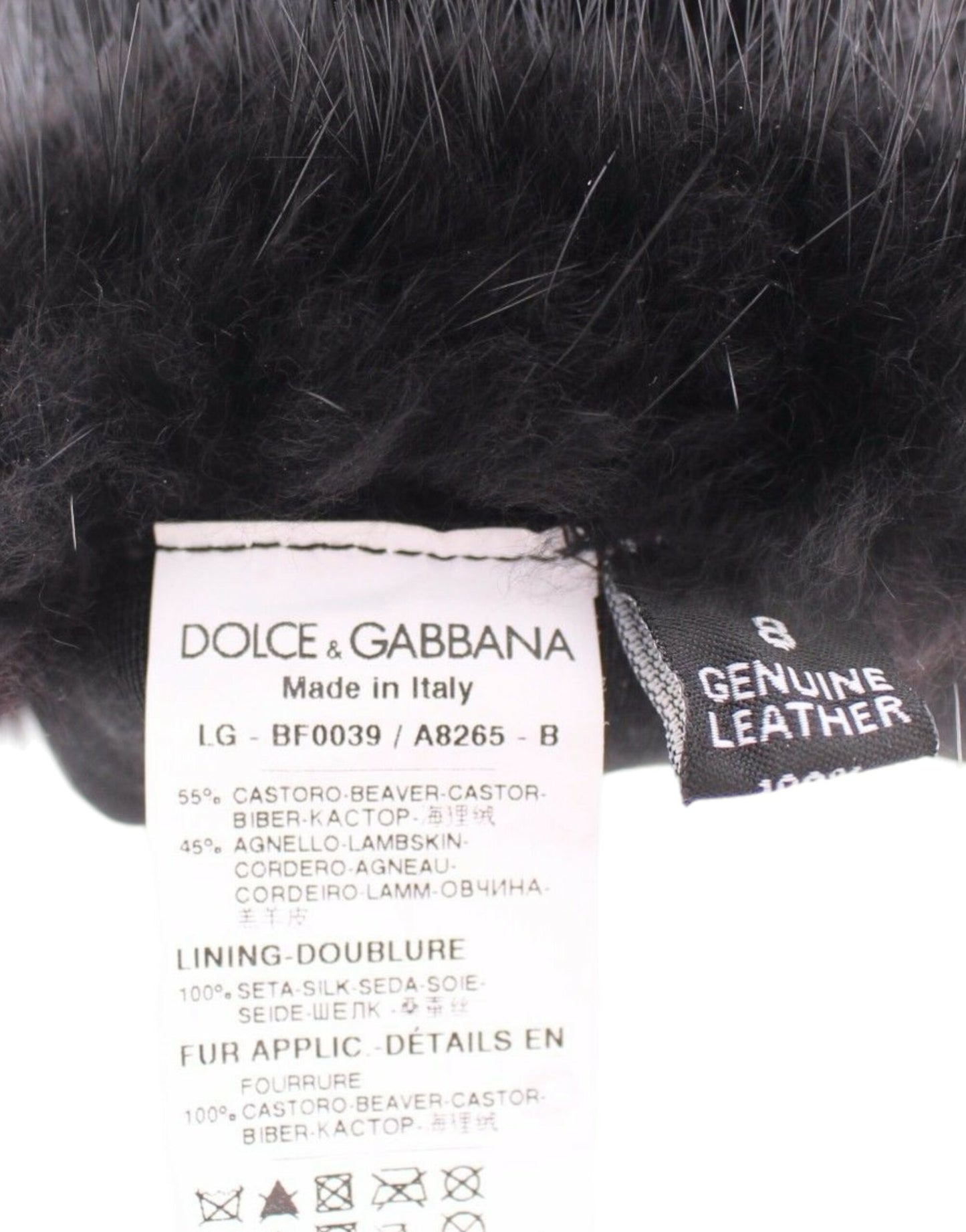 Mitaines longues Dolce & Gabbana en fourrure de castor noire et cuir d'agneau