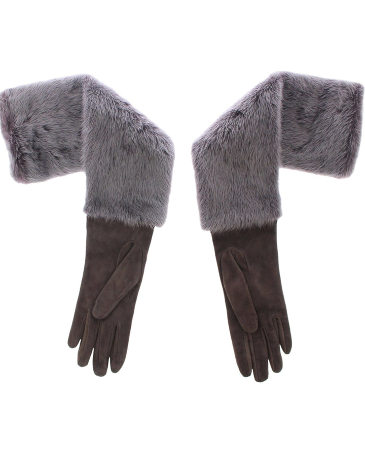 Guantes Dolce & Gabbana de piel de cordero y gamuza con visón gris