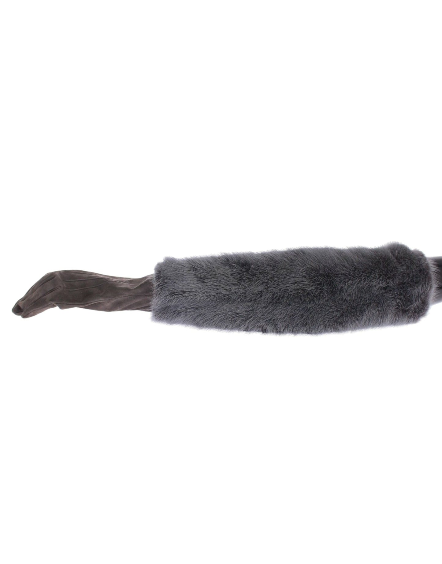Gants Dolce & Gabbana en fourrure de vison grise, cuir d'agneau et daim