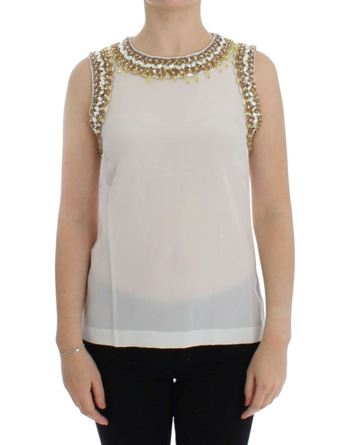 Top de tirantes con adornos de cristal blanco Dolce & Gabbana