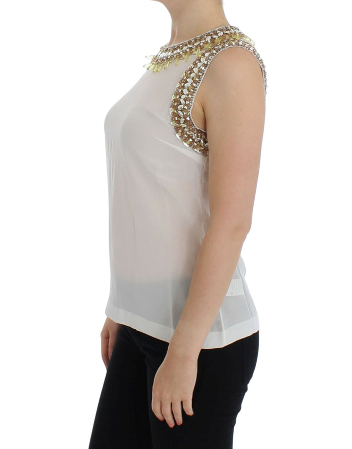 Top de tirantes con adornos de cristal blanco Dolce & Gabbana
