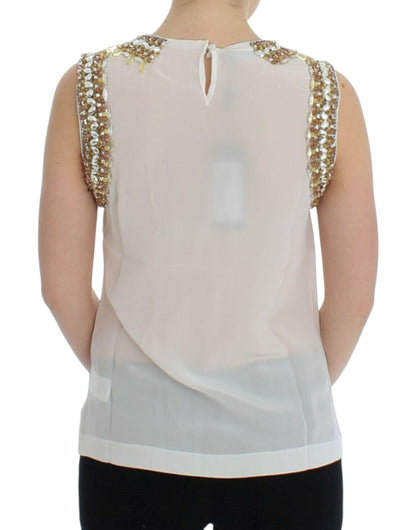 Débardeur Dolce & Gabbana blanc orné de cristaux
