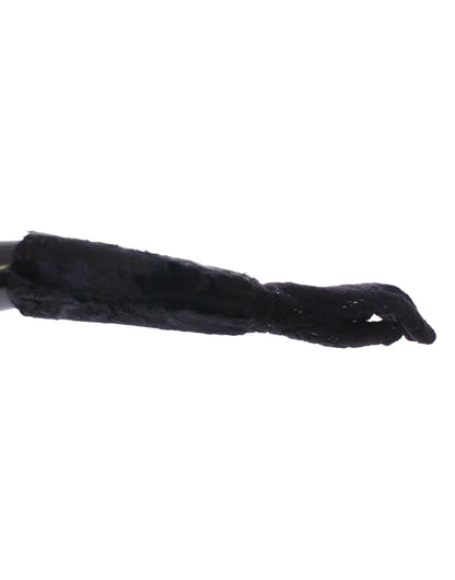 Gants longs en dentelle de laine, d'agneau et de fourrure noirs Dolce & Gabbana