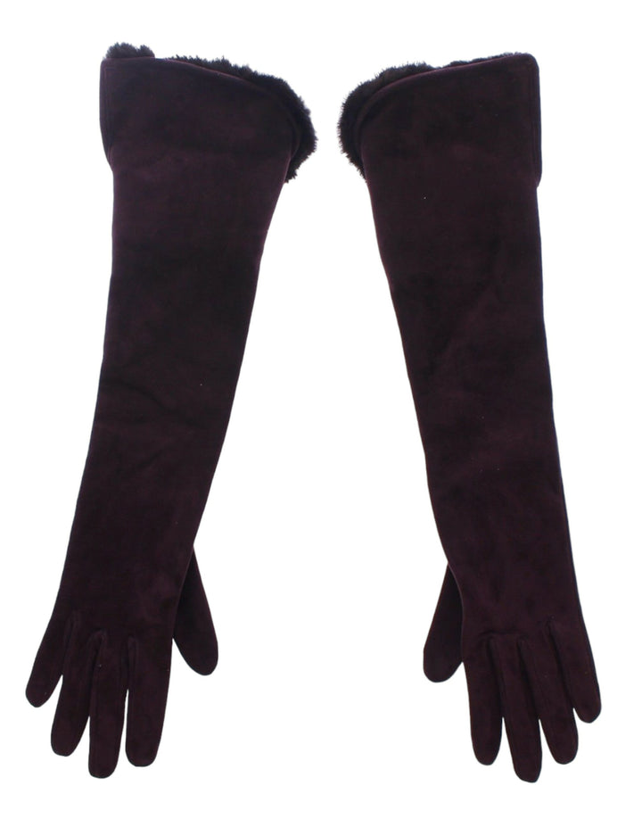 Guantes Dolce & Gabbana de Piel de Ante de Cabra y Piel de Visón Morada