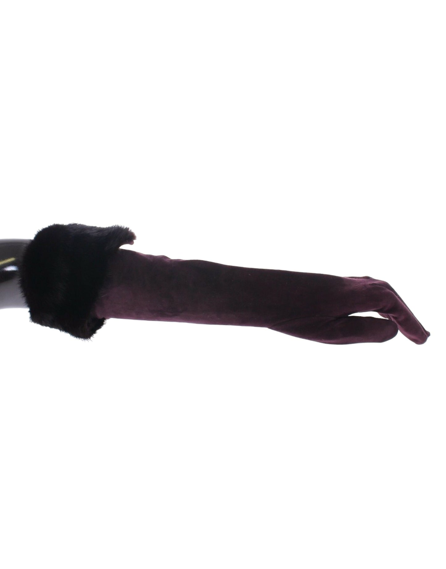 Gants en cuir suède de chèvre avec fourrure de vison violette Dolce & Gabbana