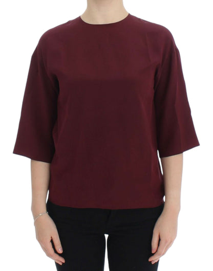 Chemisier en soie rouge Dolce & Gabbana à manches 3/4