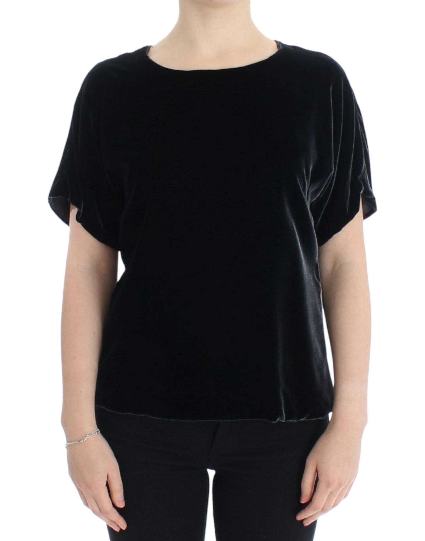 Chemisier à manches courtes en velours noir Dolce & Gabbana