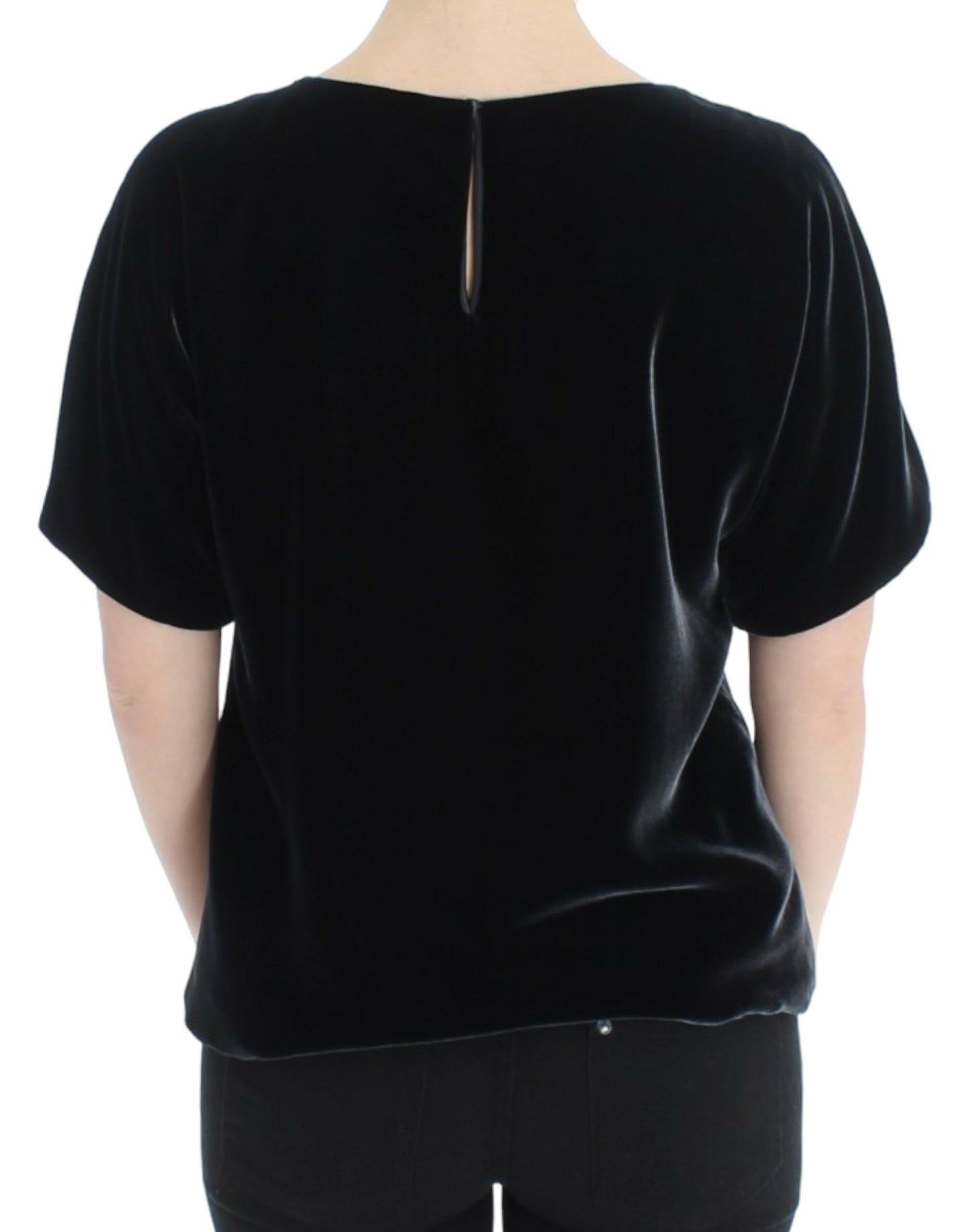 Chemisier à manches courtes en velours noir Dolce & Gabbana