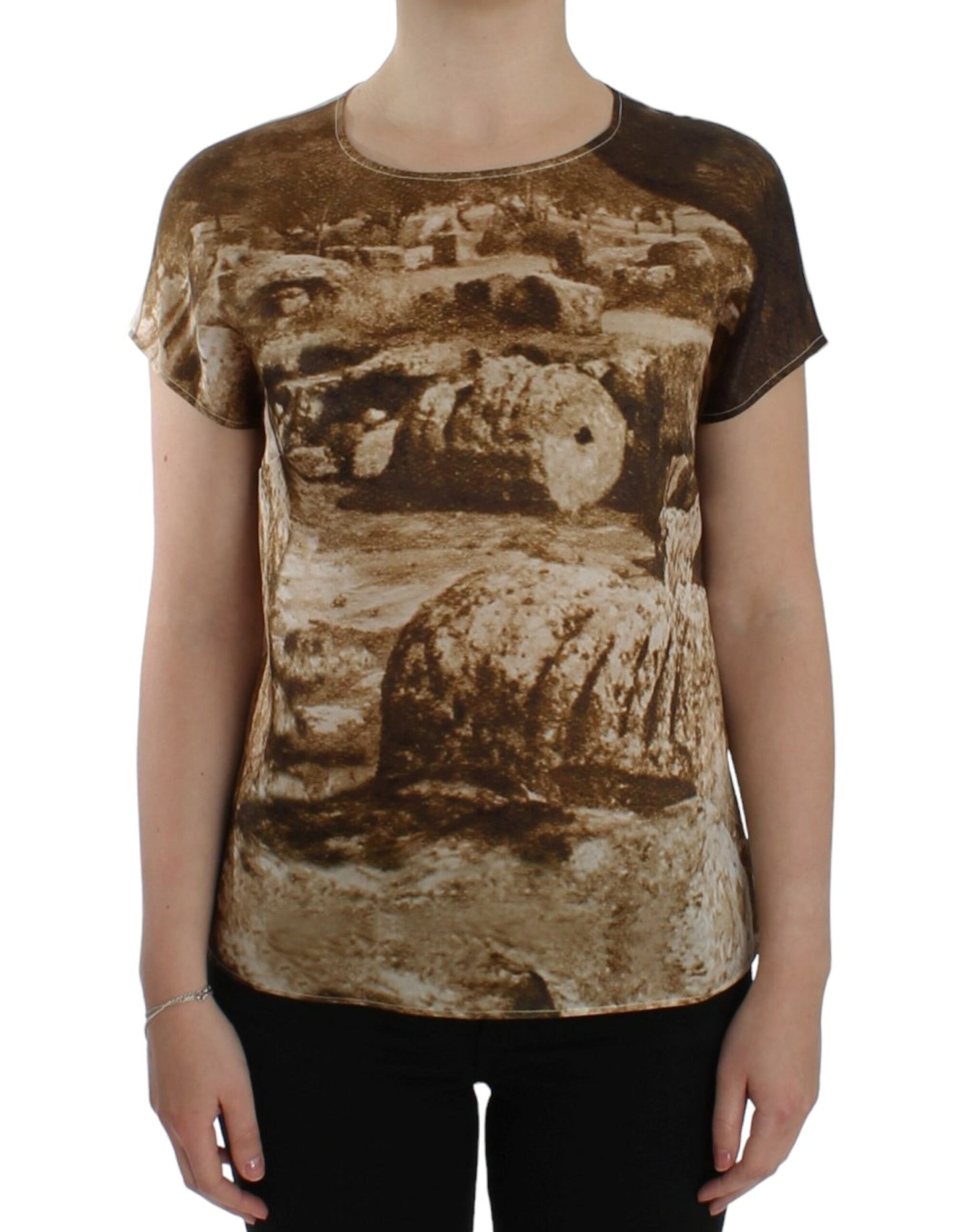 Chemisier en soie Taormina marron Dolce & Gabbana