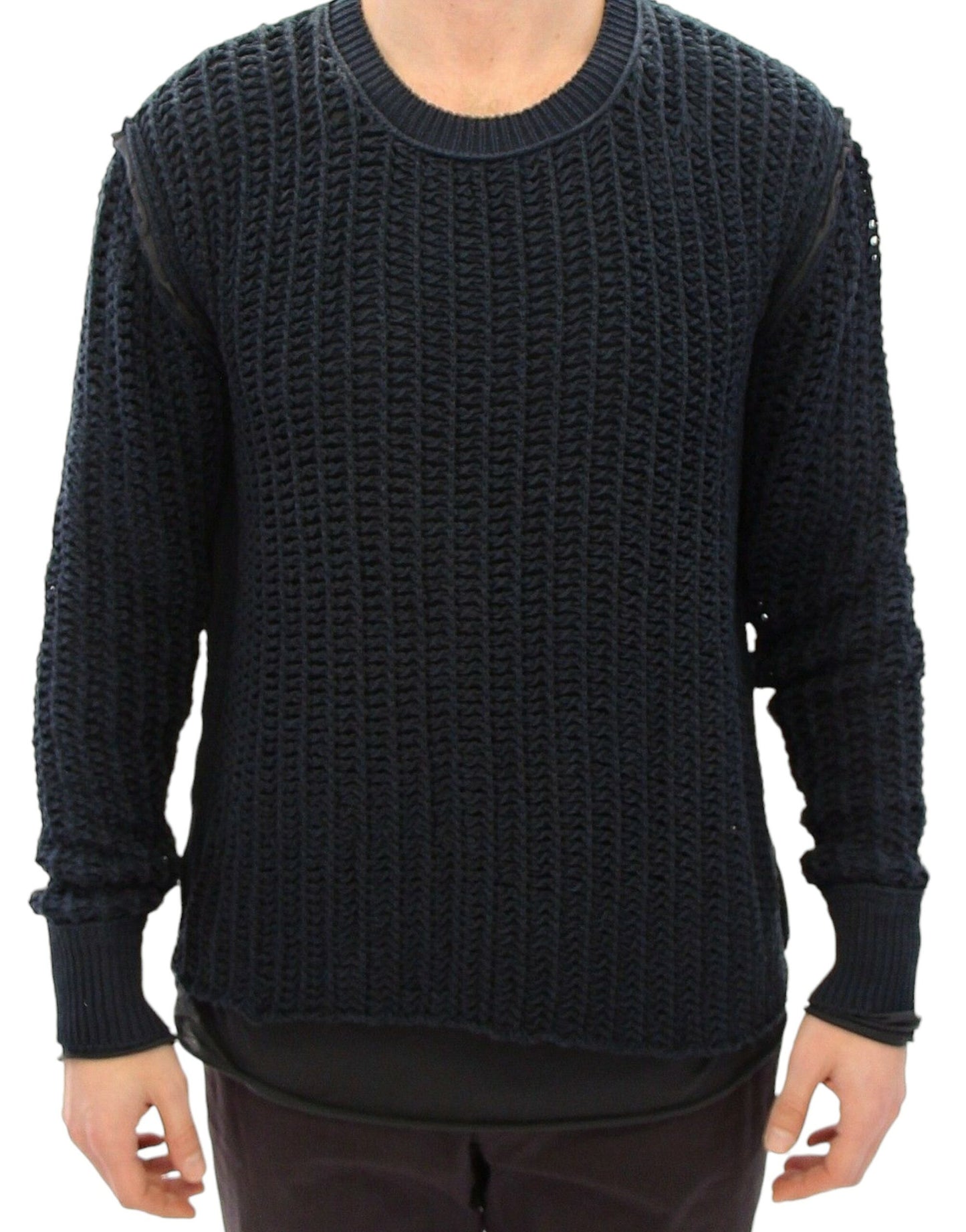 Pull en maille résille bleu Dolce & Gabbana
