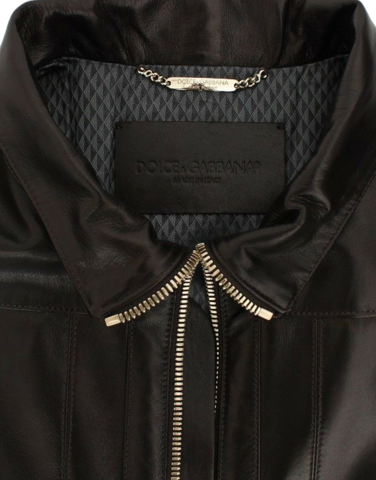 Blouson zippé Dolce & Gabbana en cuir d'agneau marron