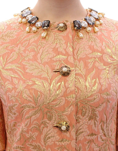 Veste Manteau en Soie Brocart Rose et Cristal Dolce & Gabbana