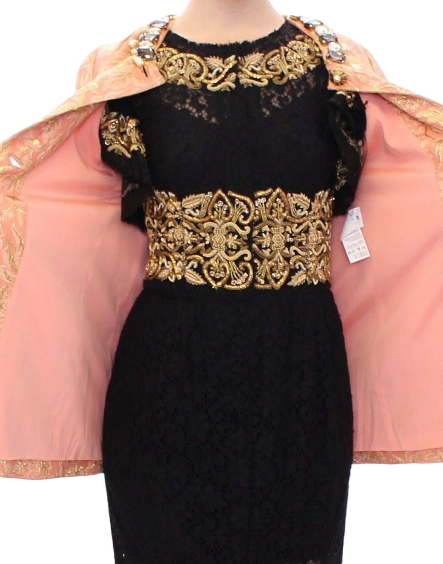 Veste Manteau en Soie Brocart Rose et Cristal Dolce & Gabbana