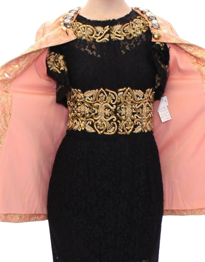 Veste Manteau en Soie Brocart Rose et Cristal Dolce & Gabbana